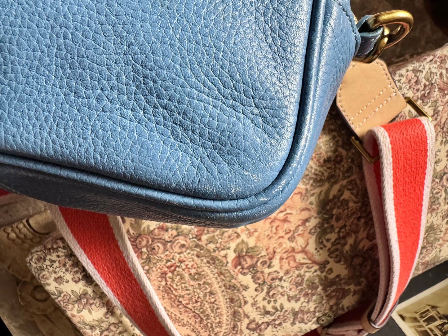 J Crew blue leather Devon bag