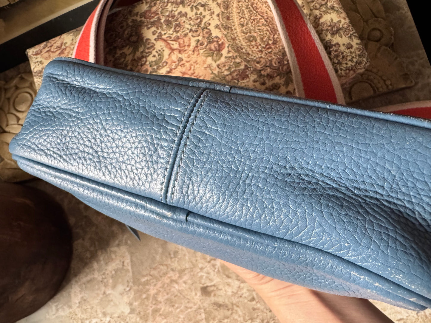 J Crew blue leather Devon bag