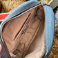 J Crew blue leather Devon bag
