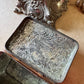 Antique tea tin Russian floral embossed box