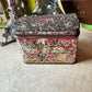 Antique tea tin Russian floral embossed box