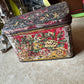 Antique tea tin Russian floral embossed box