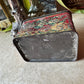 Antique tea tin Russian floral embossed box