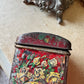 Antique tea tin Russian floral embossed box