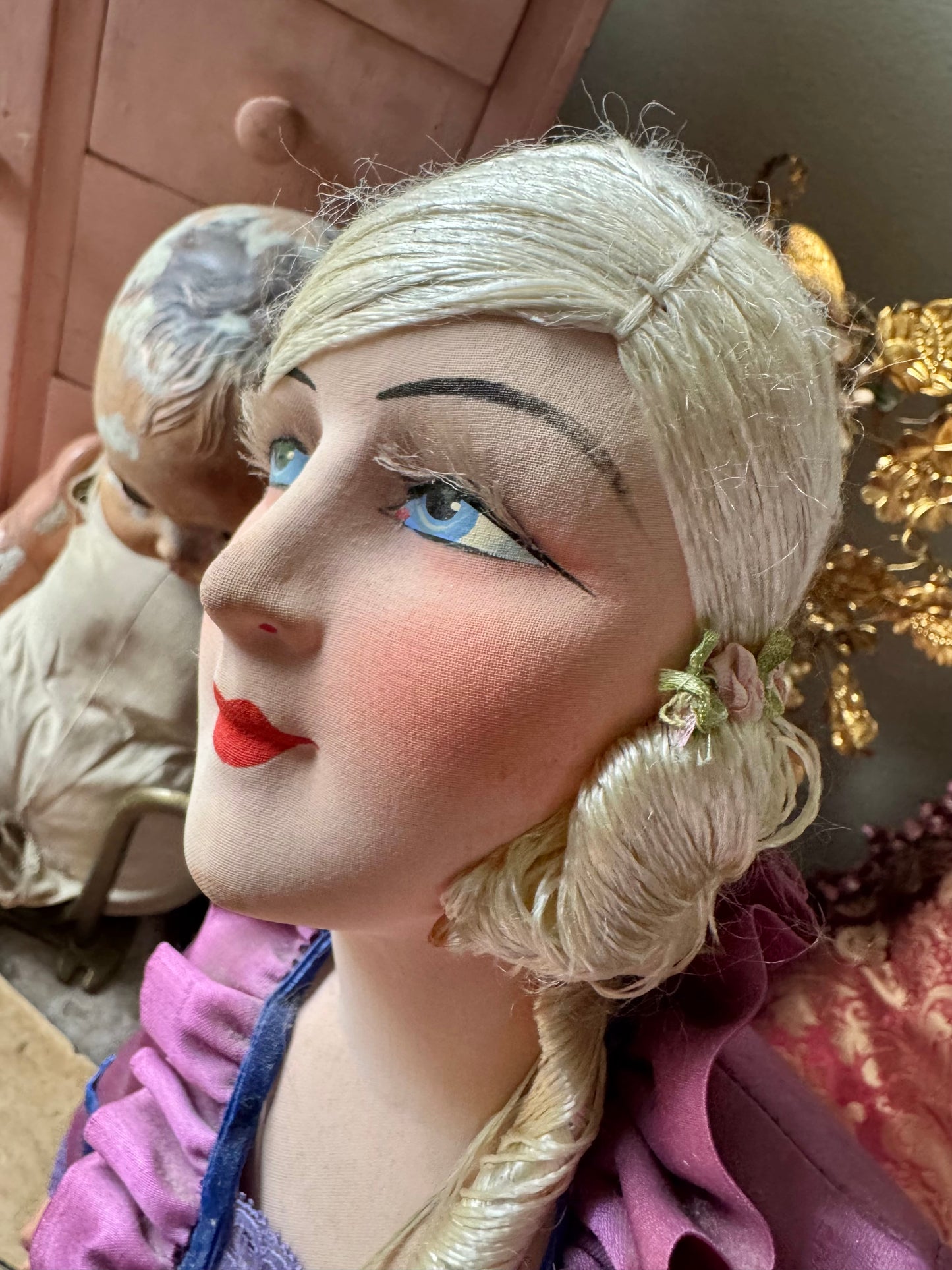 Antique French boudoir bed doll