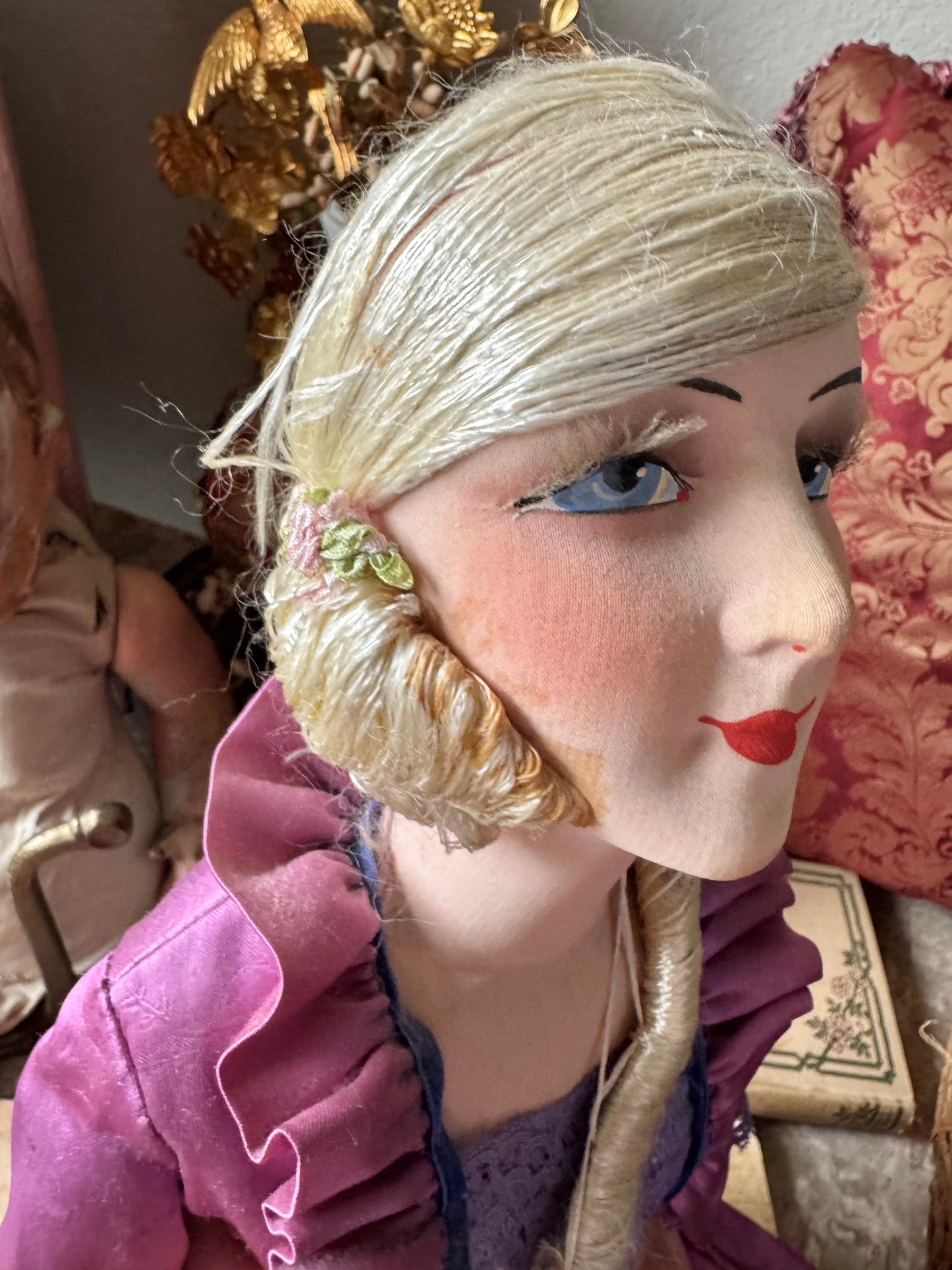 Antique French boudoir bed doll