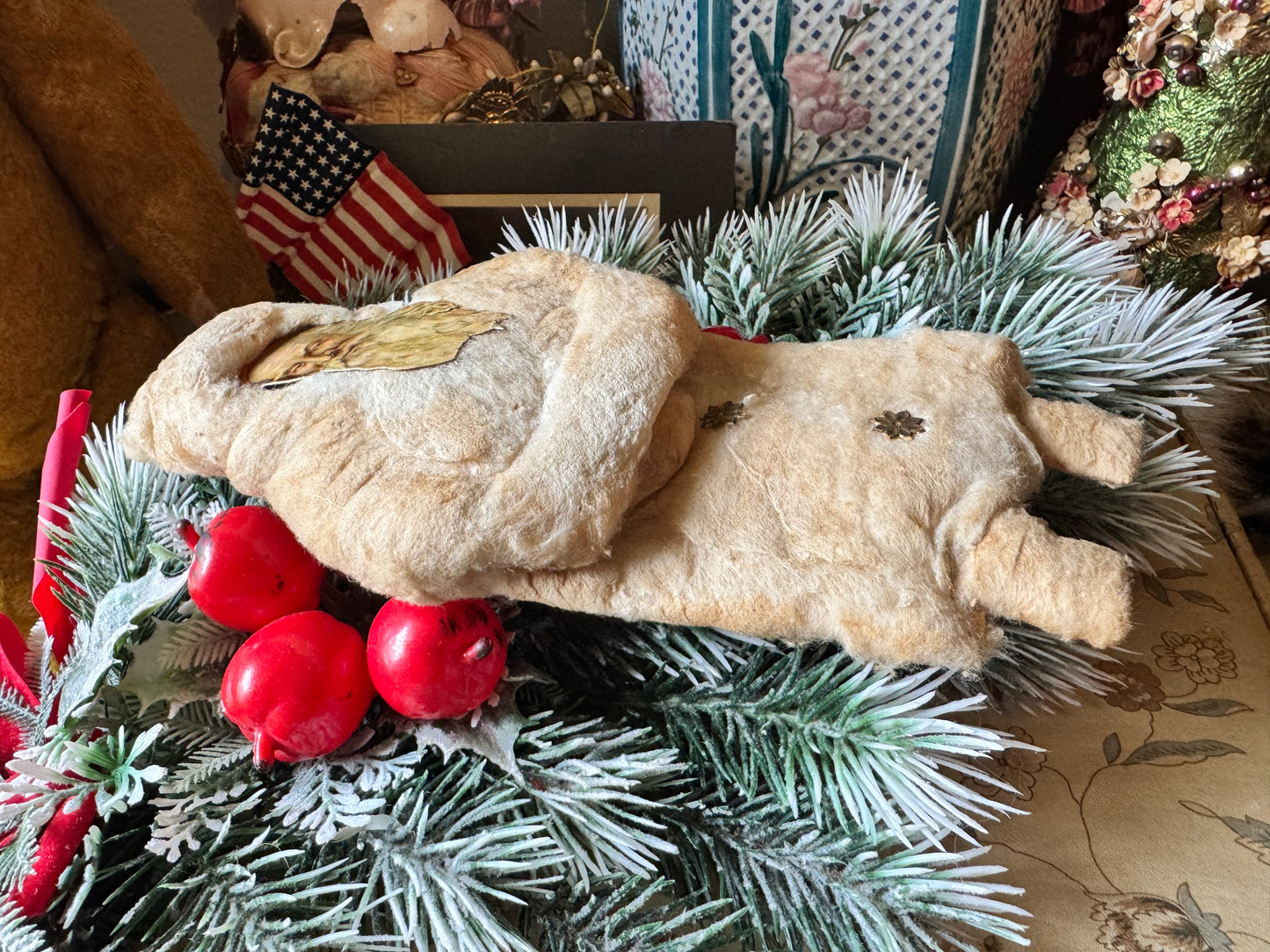 Antique Christmas Santa cotton batting decoration