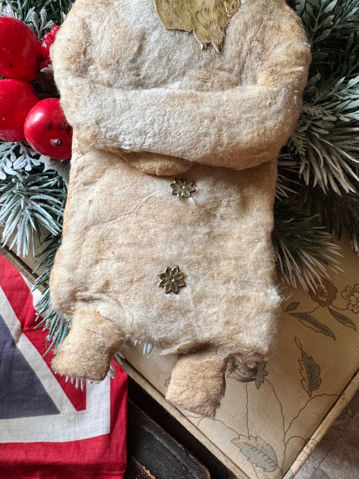 Antique Christmas Santa cotton batting decoration