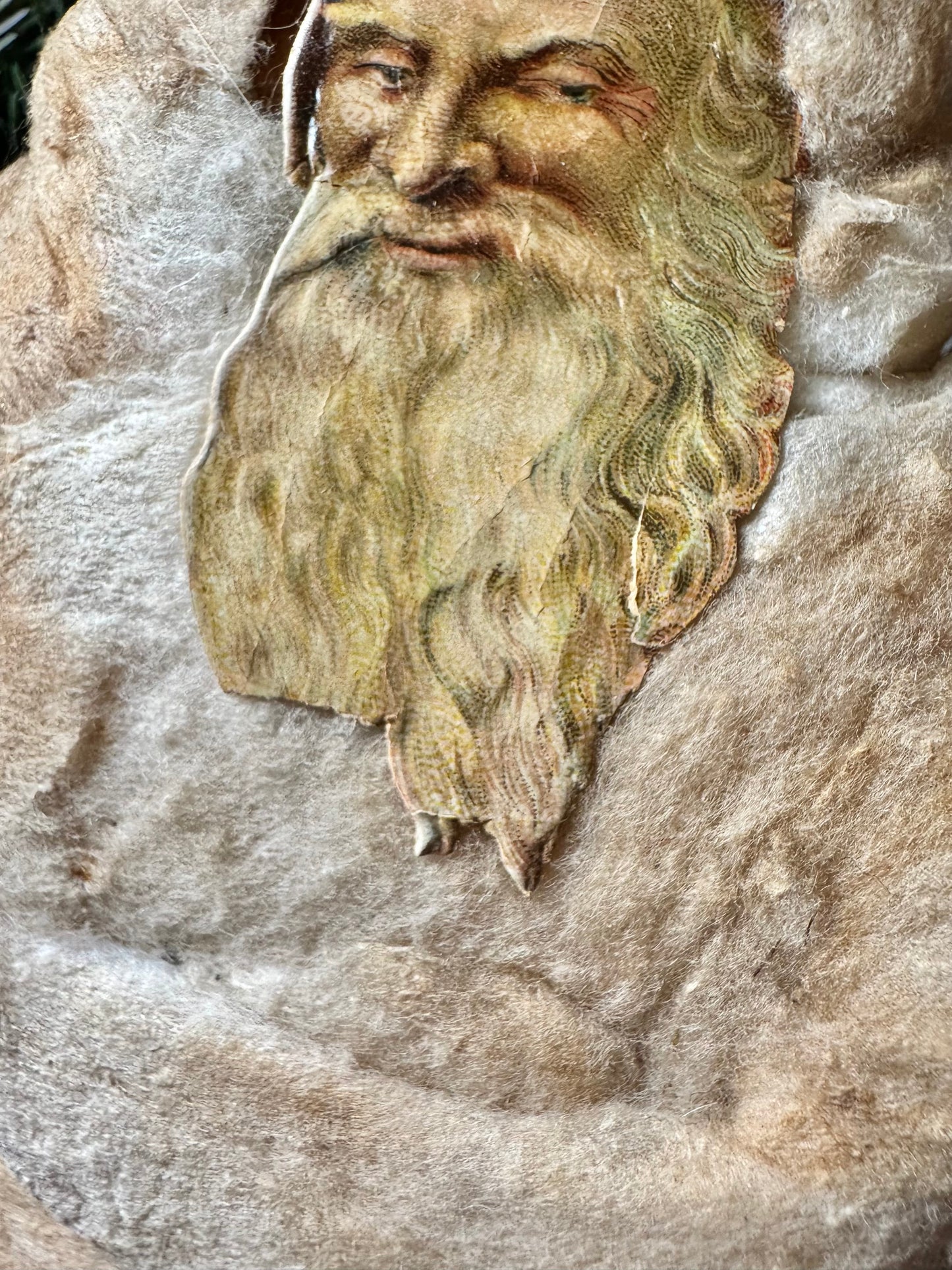 Antique Christmas Santa cotton batting decoration