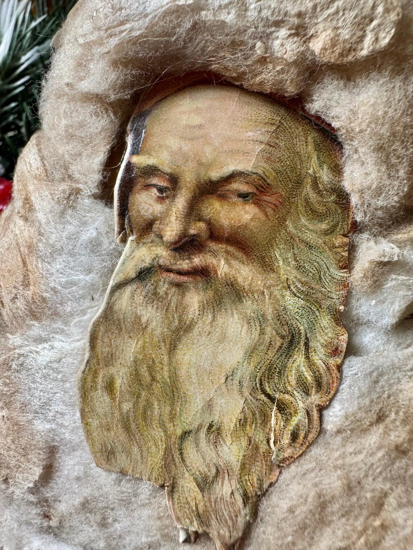 Antique Christmas Santa cotton batting decoration