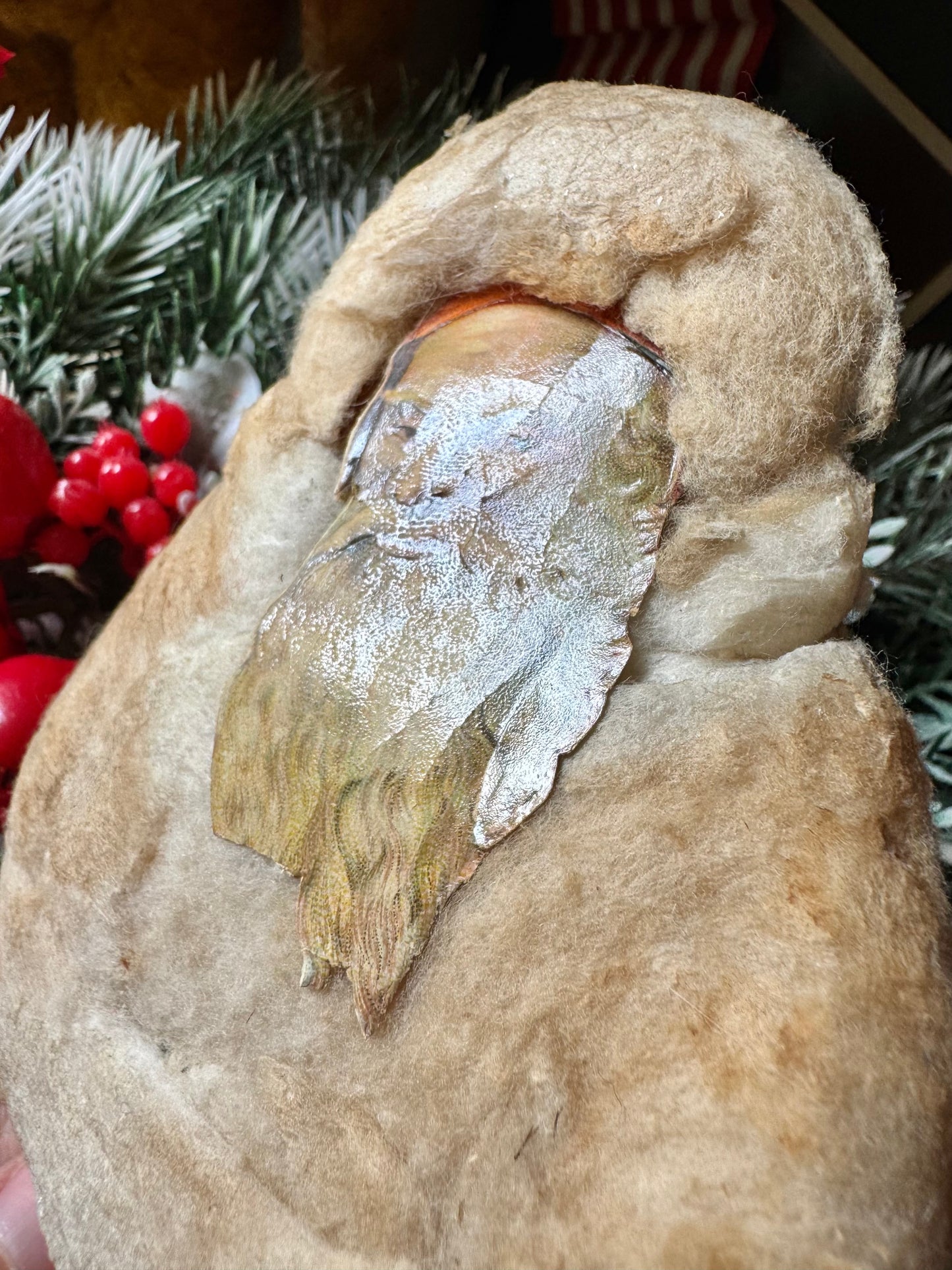 Antique Christmas Santa cotton batting decoration