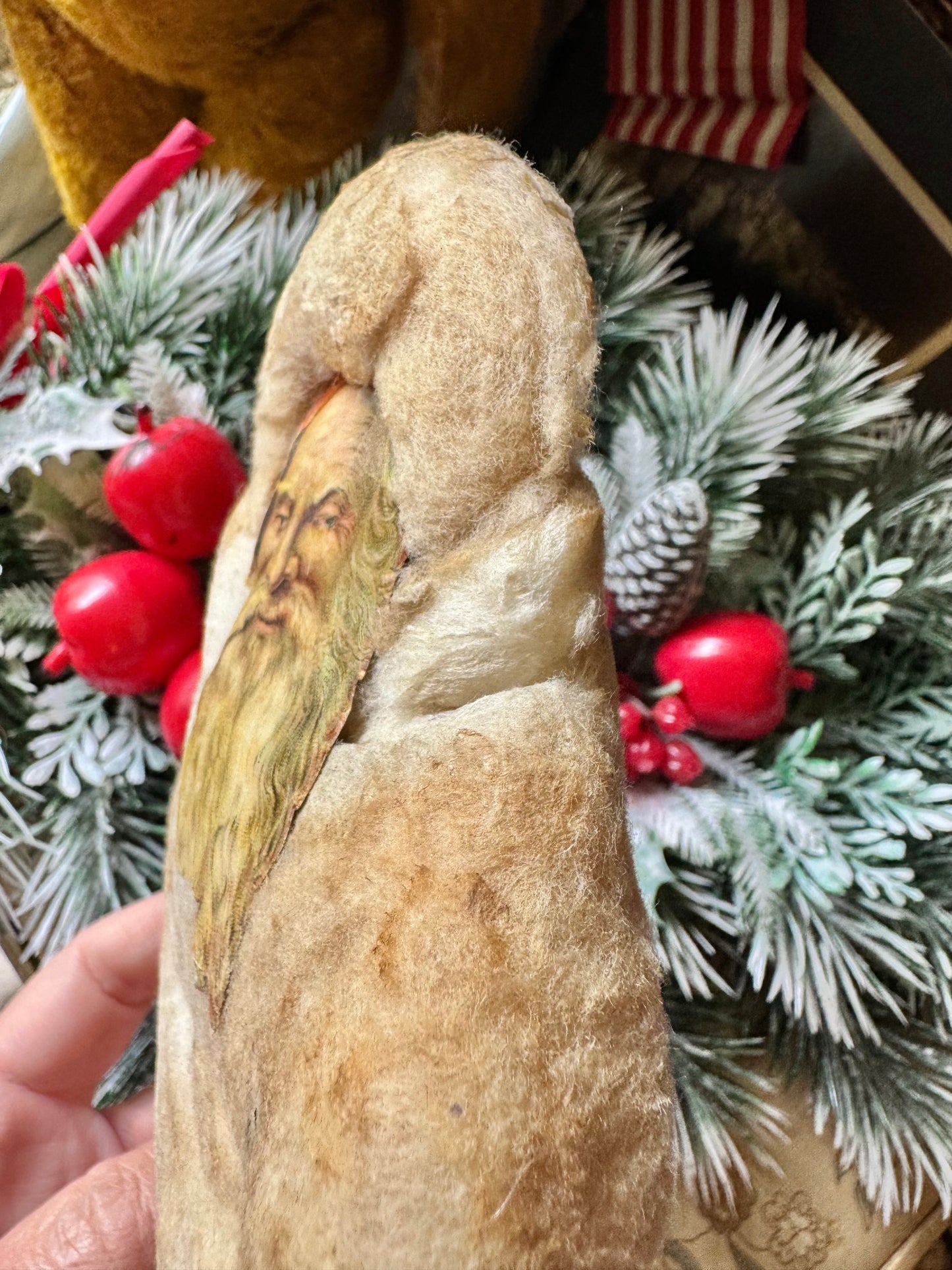 Antique Christmas Santa cotton batting decoration