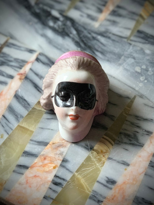 Antique French porcelain masked lady head