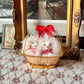 Vintage Japan miniature dogs in basket doll pomeranian puppies