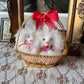 Vintage Japan miniature dogs in basket doll pomeranian puppies