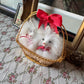 Vintage Japan miniature dogs in basket doll pomeranian puppies