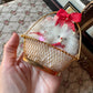 Vintage Japan miniature dogs in basket doll pomeranian puppies