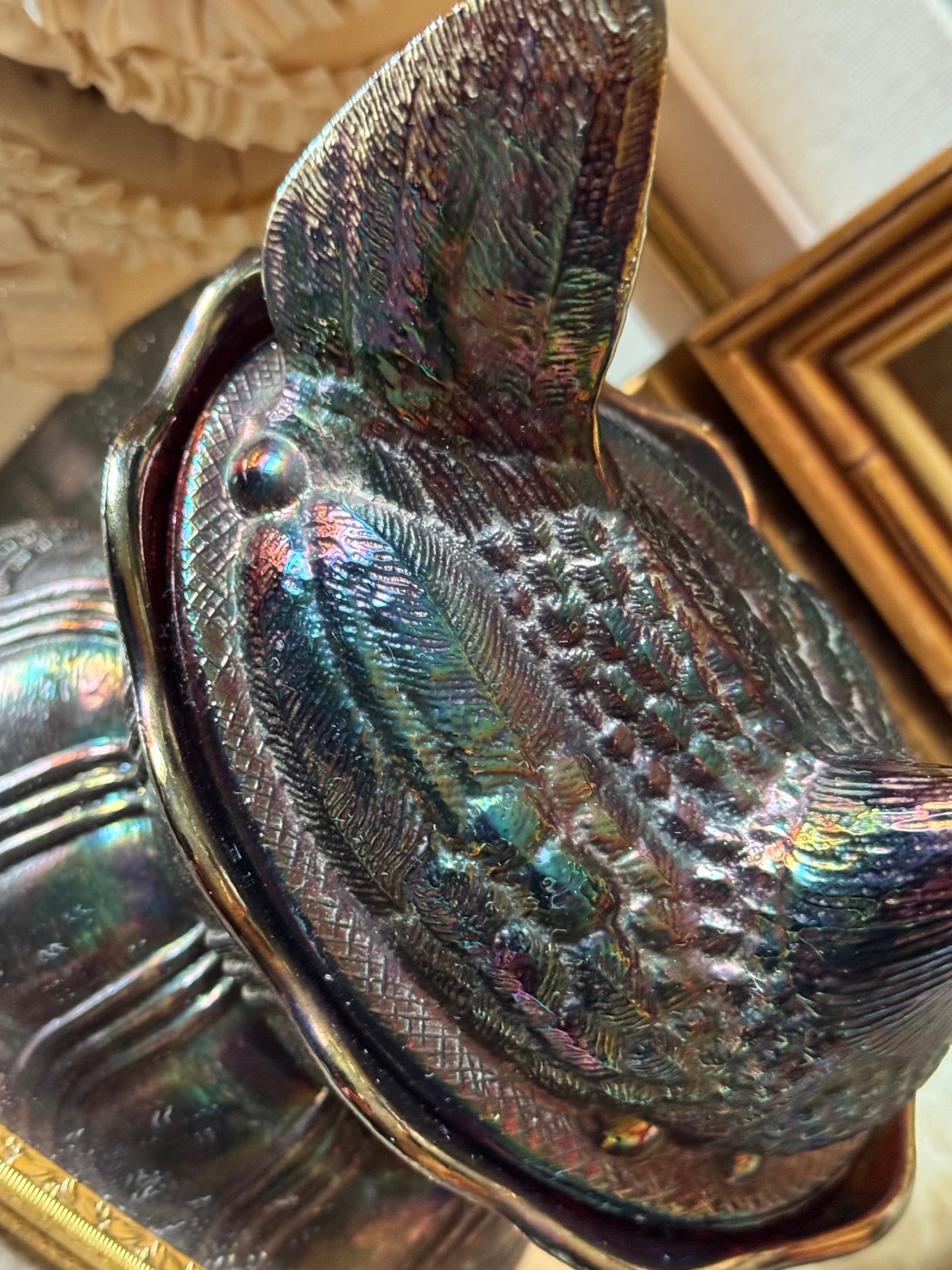 Vintage Fenton Glass Hen on Nest dish