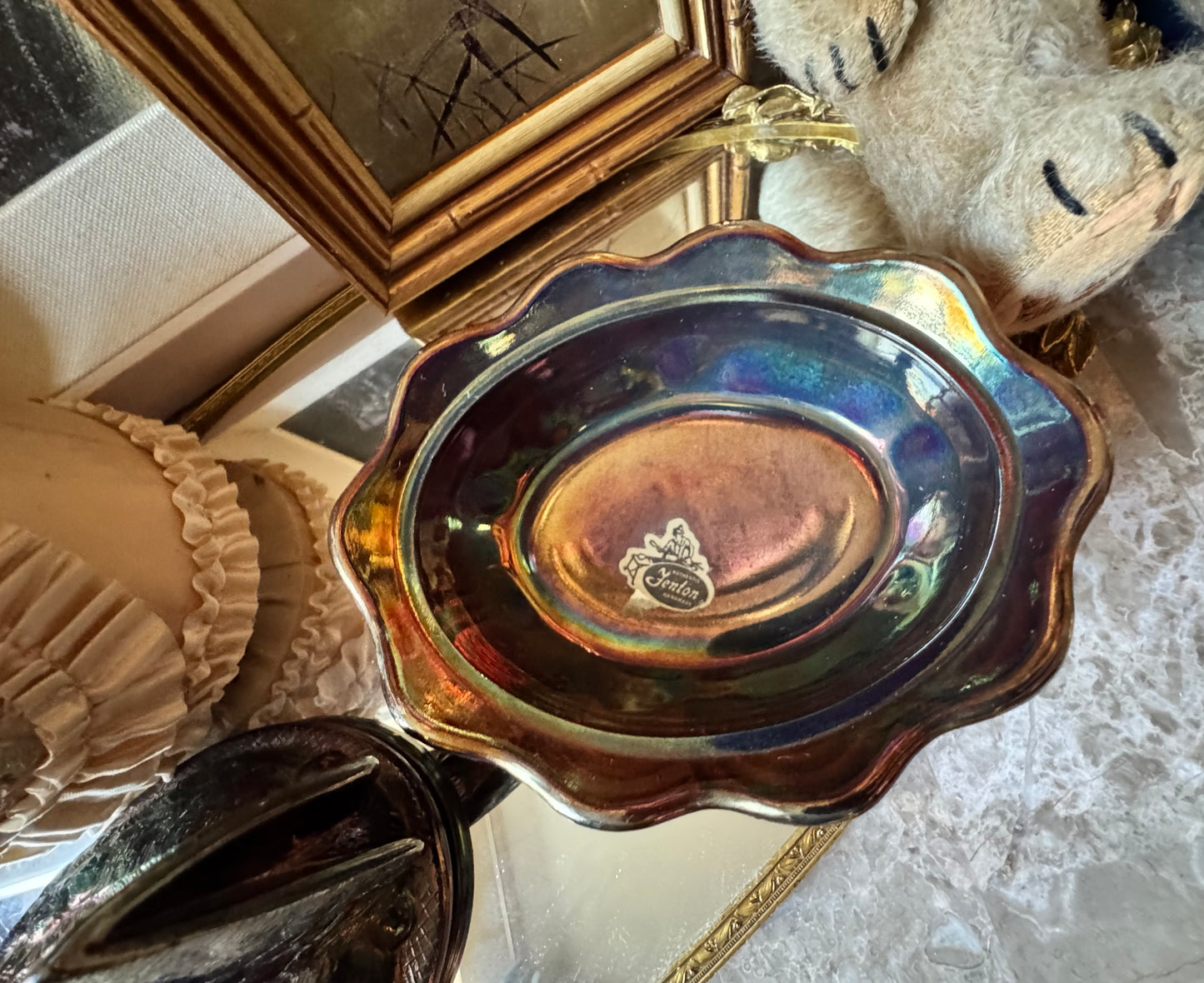 Vintage Fenton Glass Hen on Nest dish