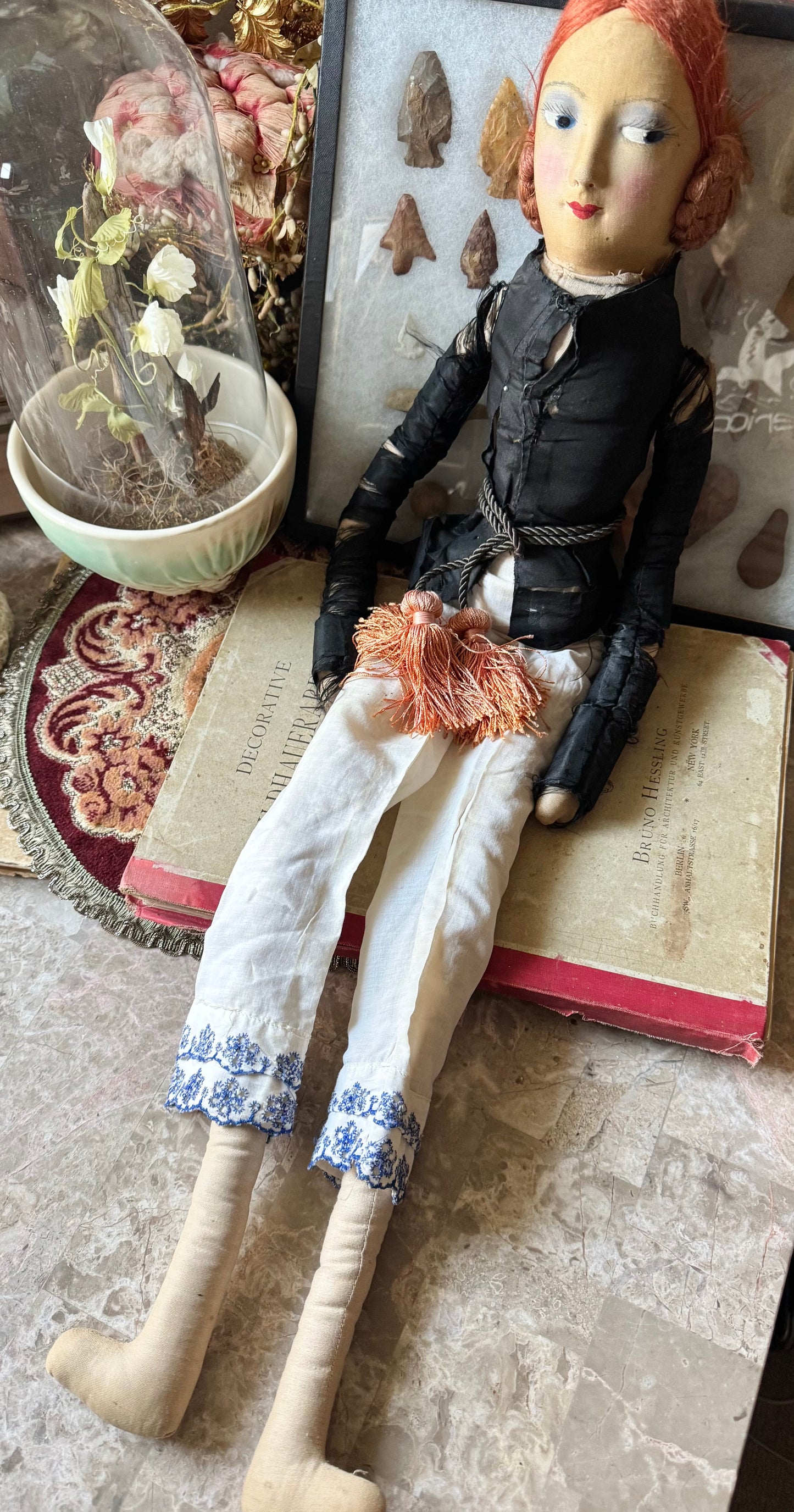 Antique boudoir doll cloth flapper doll