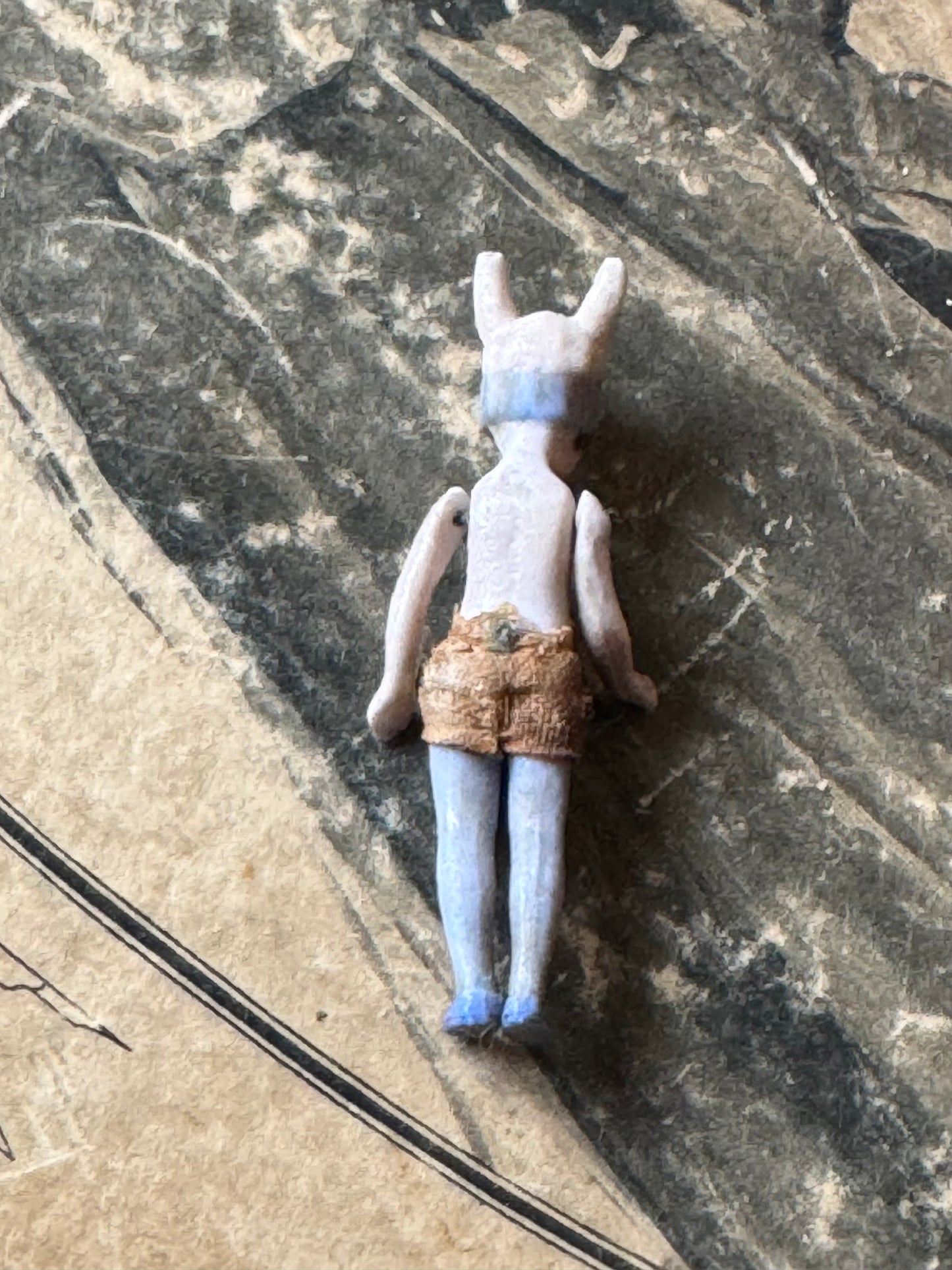 Antique miniature bunny girl doll tiny bisque doll