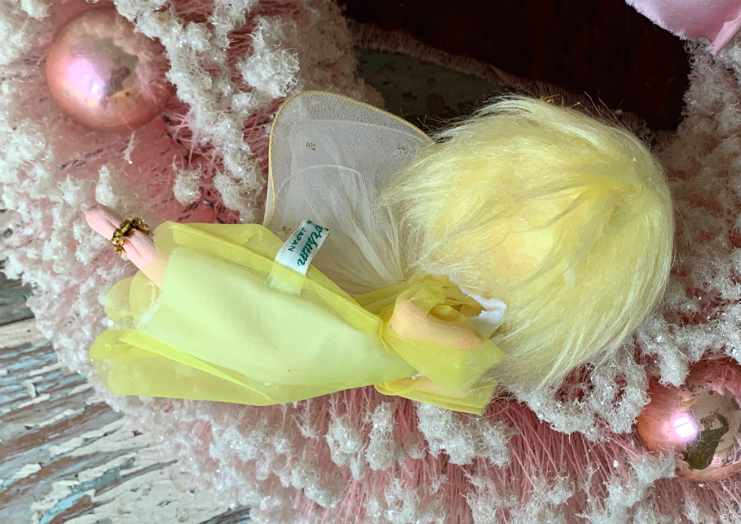 Vintage Forsum yellow angel ornament blond pixie fairy