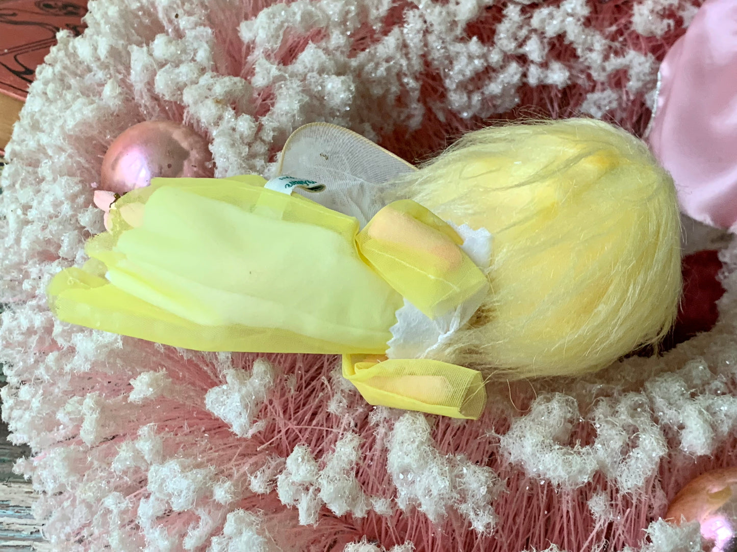 Vintage Forsum yellow angel ornament blond pixie fairy