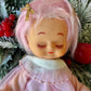 Vintage pink hair Christmas angel ornament