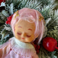 Vintage pink hair Christmas angel ornament