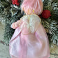 Vintage pink hair Christmas angel ornament