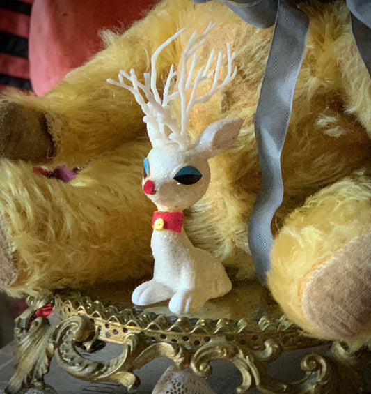 Vintage sparkly Christmas reindeer ornament