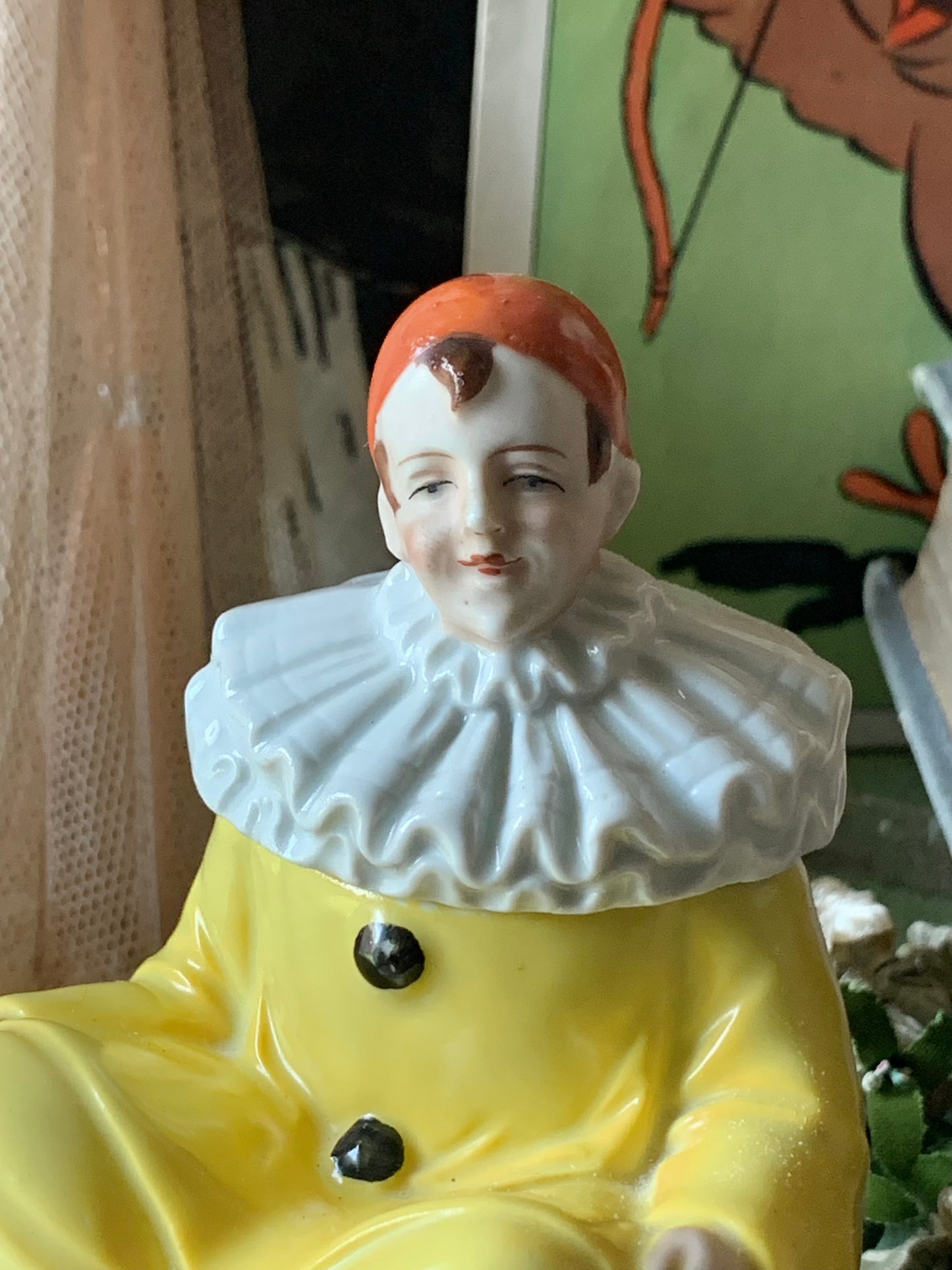 Vintage pierrot clown ink well figurine