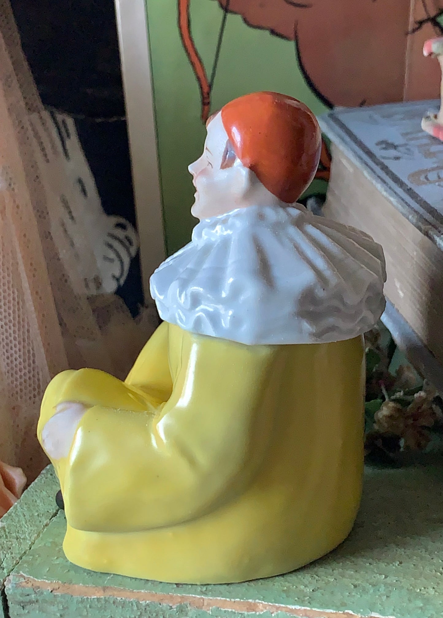 Vintage pierrot clown ink well figurine