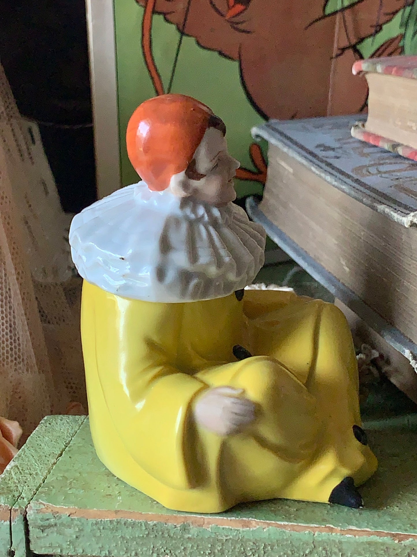 Vintage pierrot clown ink well figurine