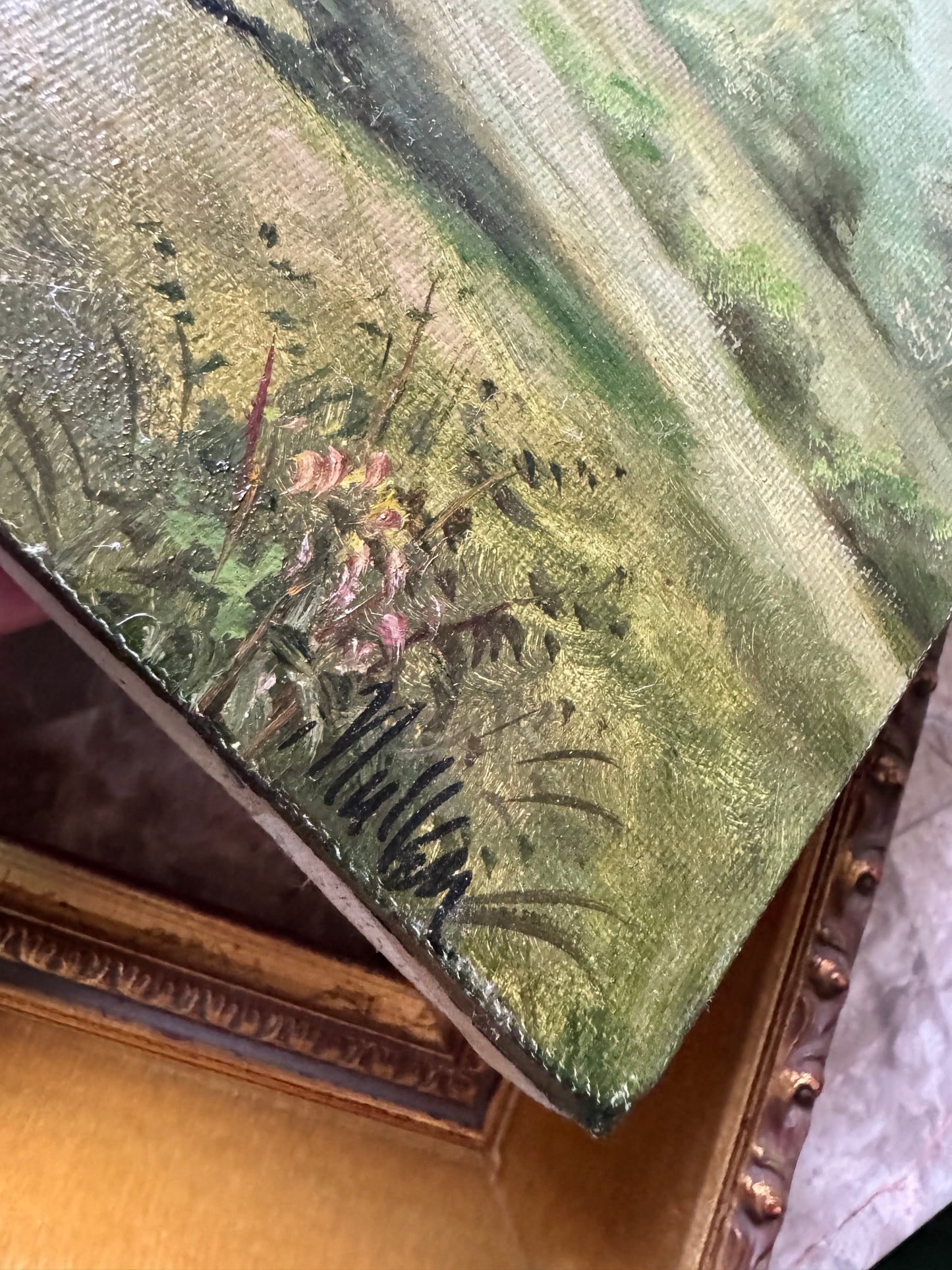 Vintage painting zebra wild animal signed framed art