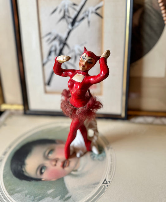 Vintage She devil ballerina ceramic dancer figurine
