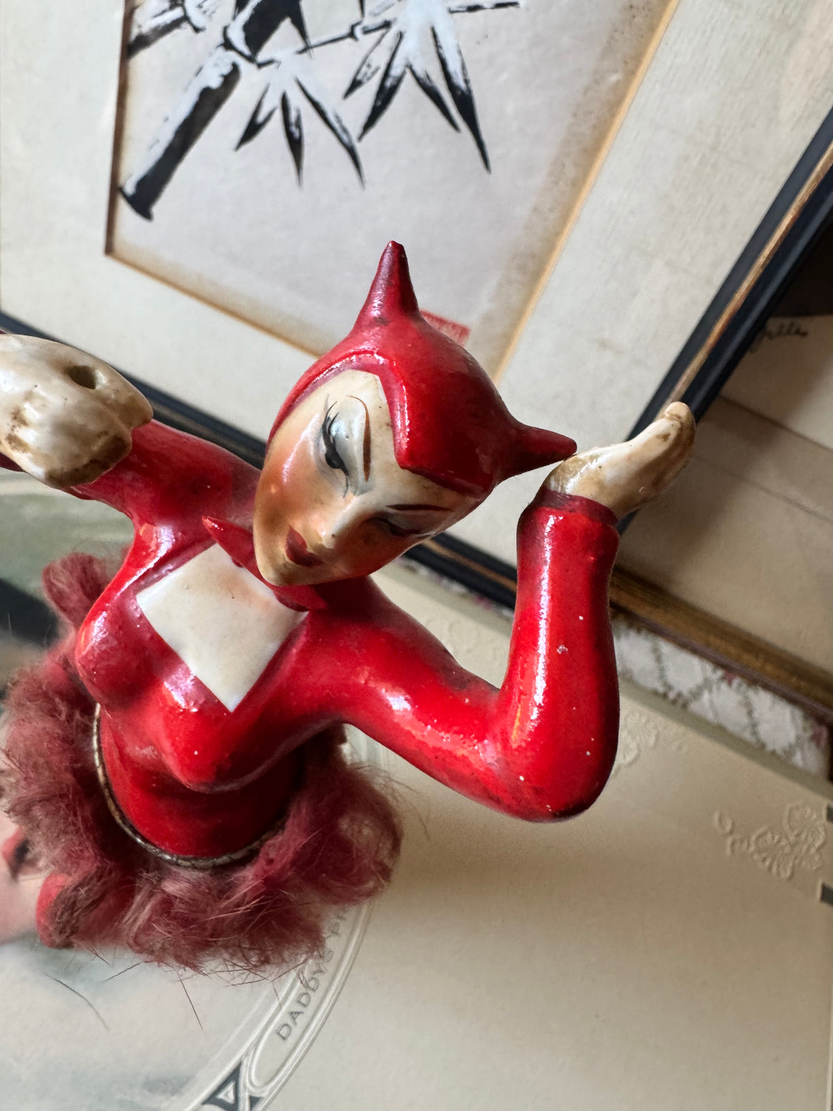Vintage She devil ballerina ceramic dancer figurine