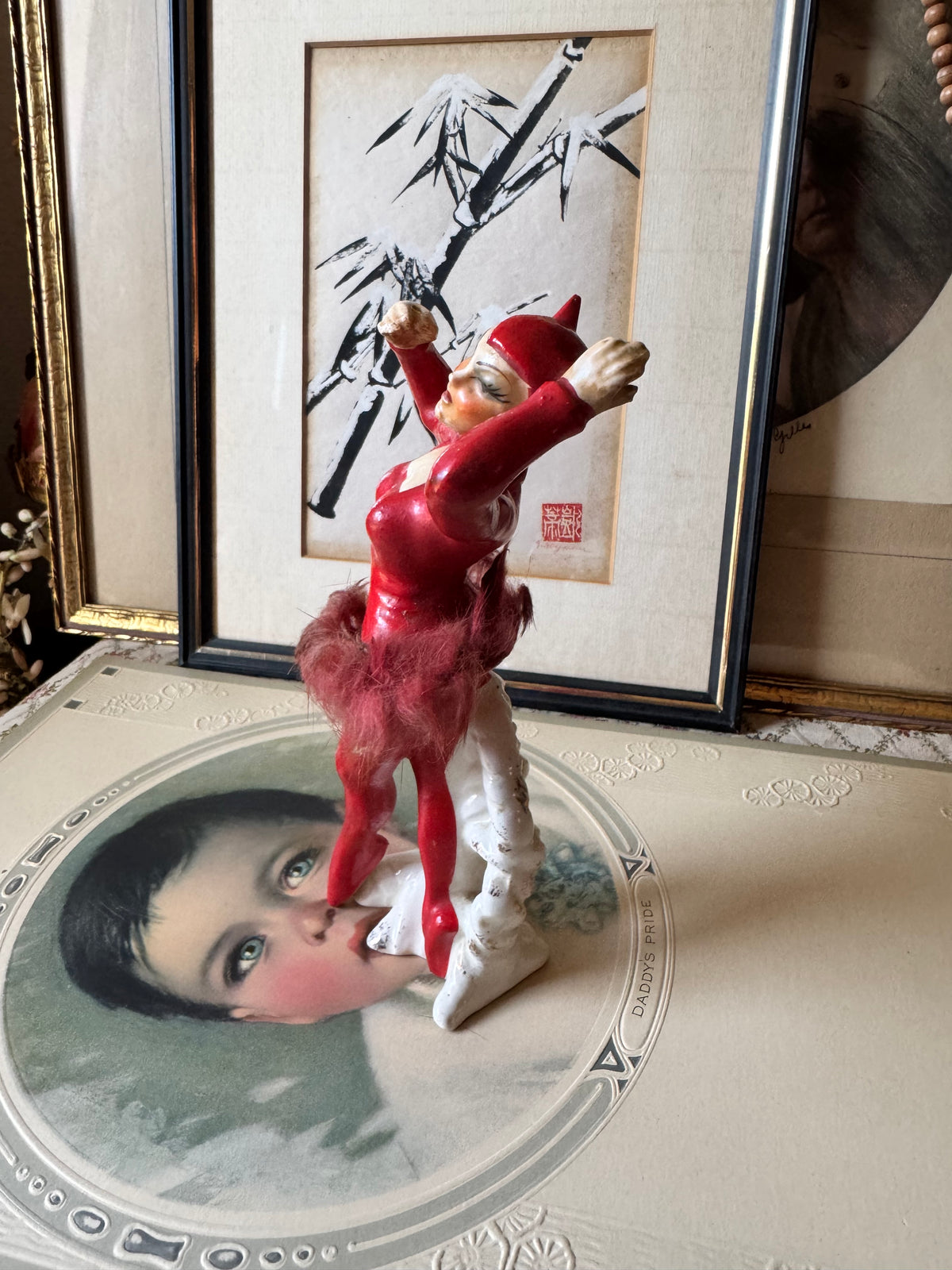 Vintage She devil ballerina ceramic dancer figurine