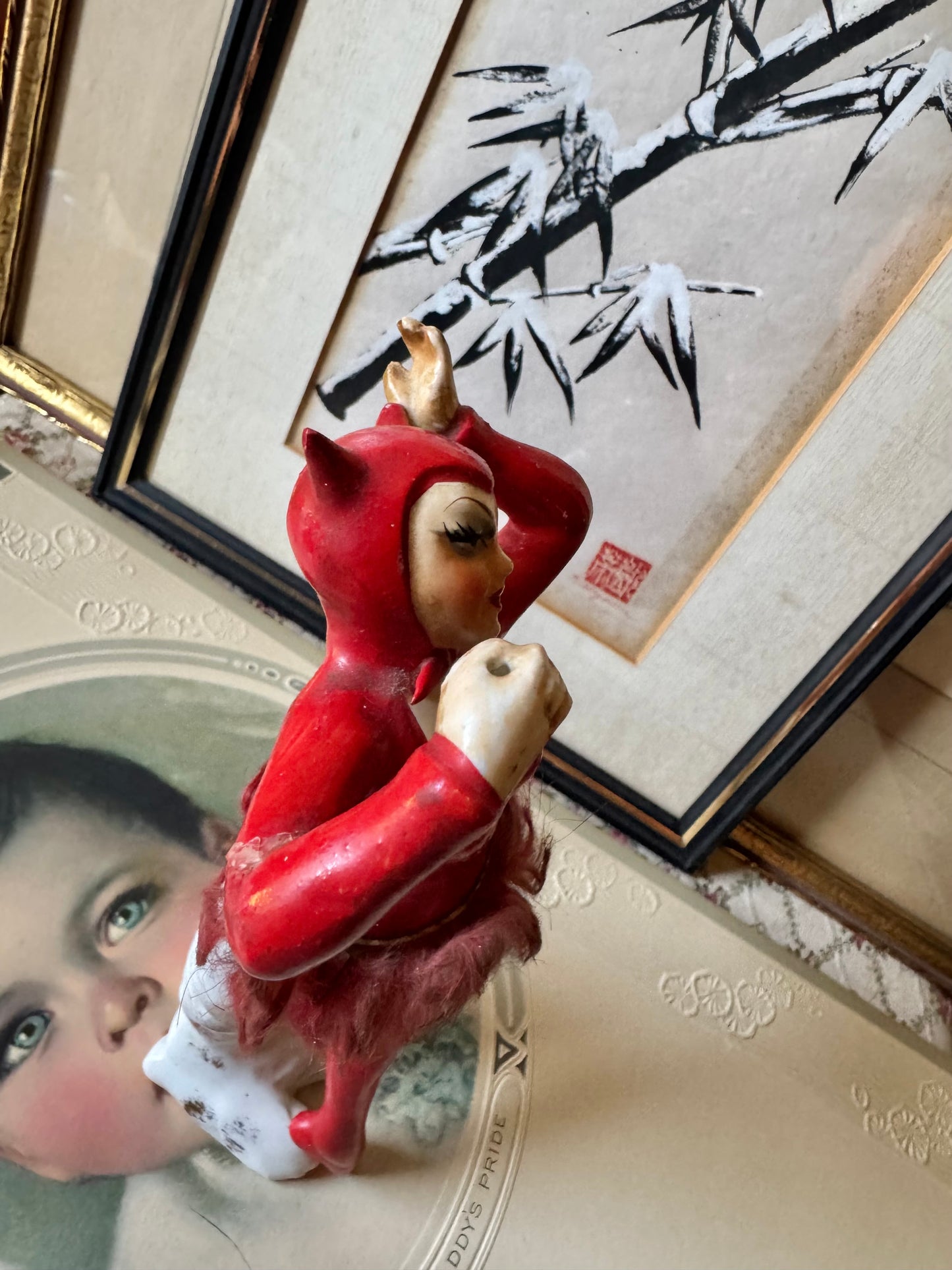 Vintage She devil ballerina ceramic dancer figurine