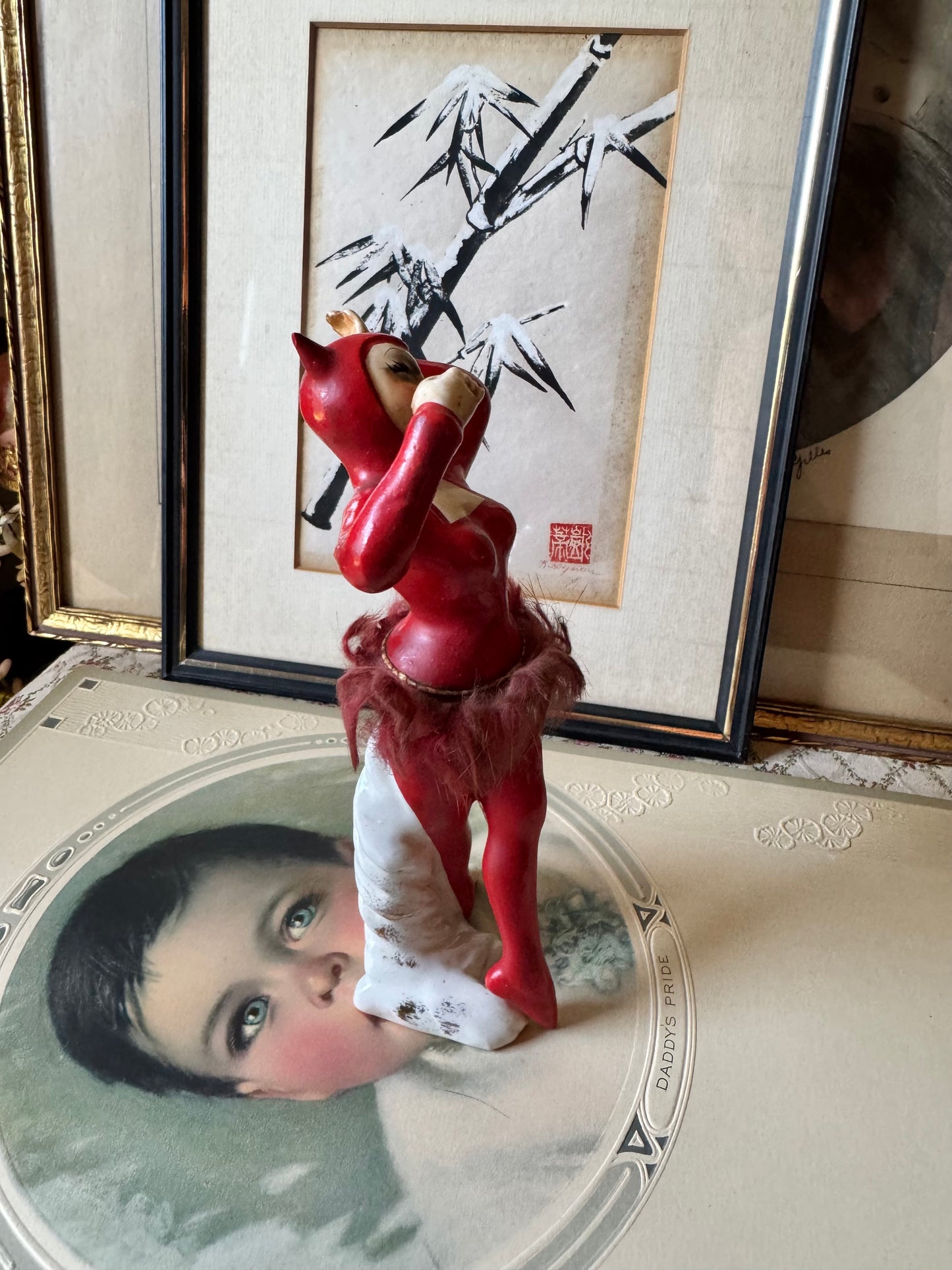 Vintage She devil ballerina ceramic dancer figurine