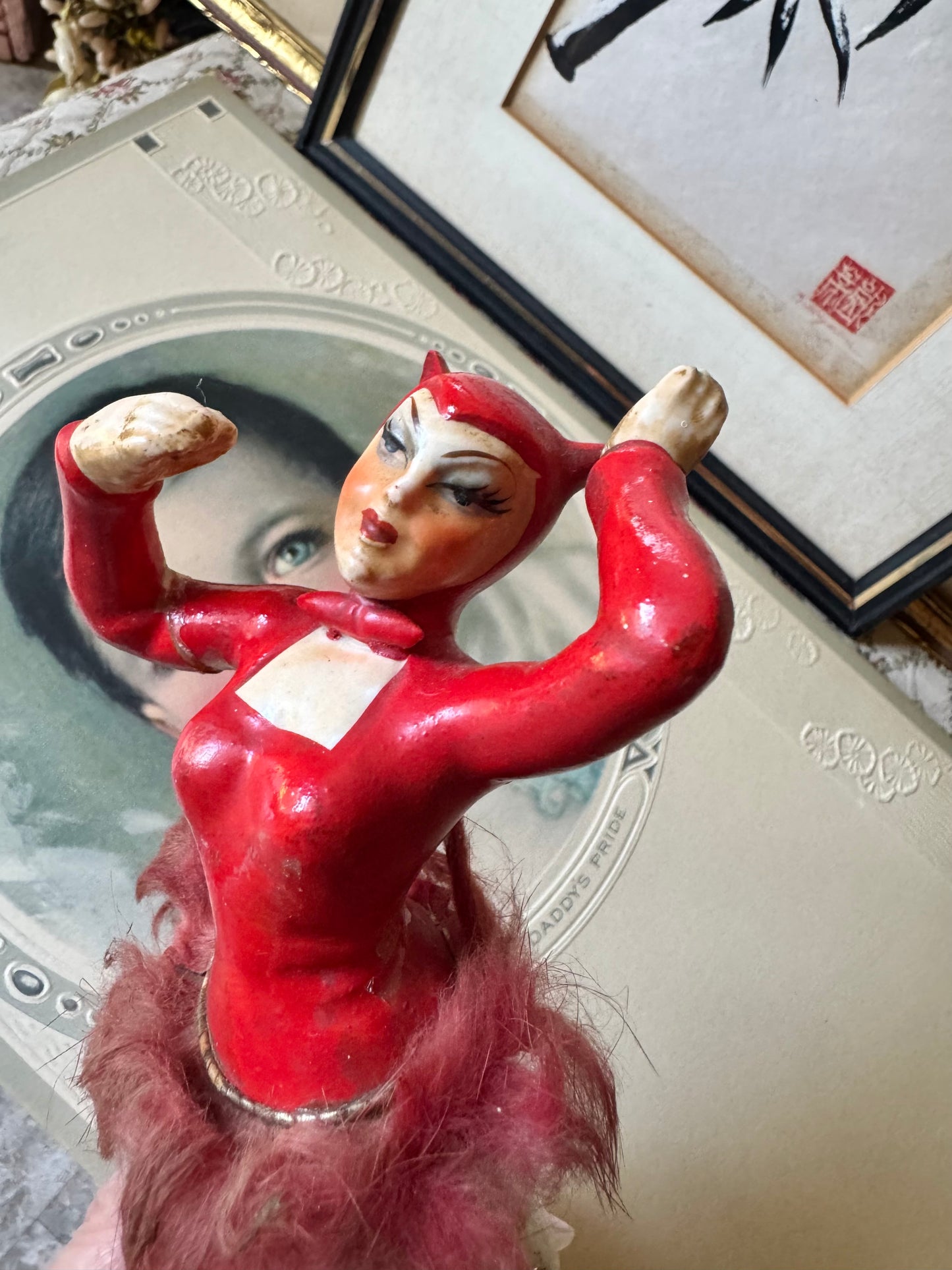 Vintage She devil ballerina ceramic dancer figurine