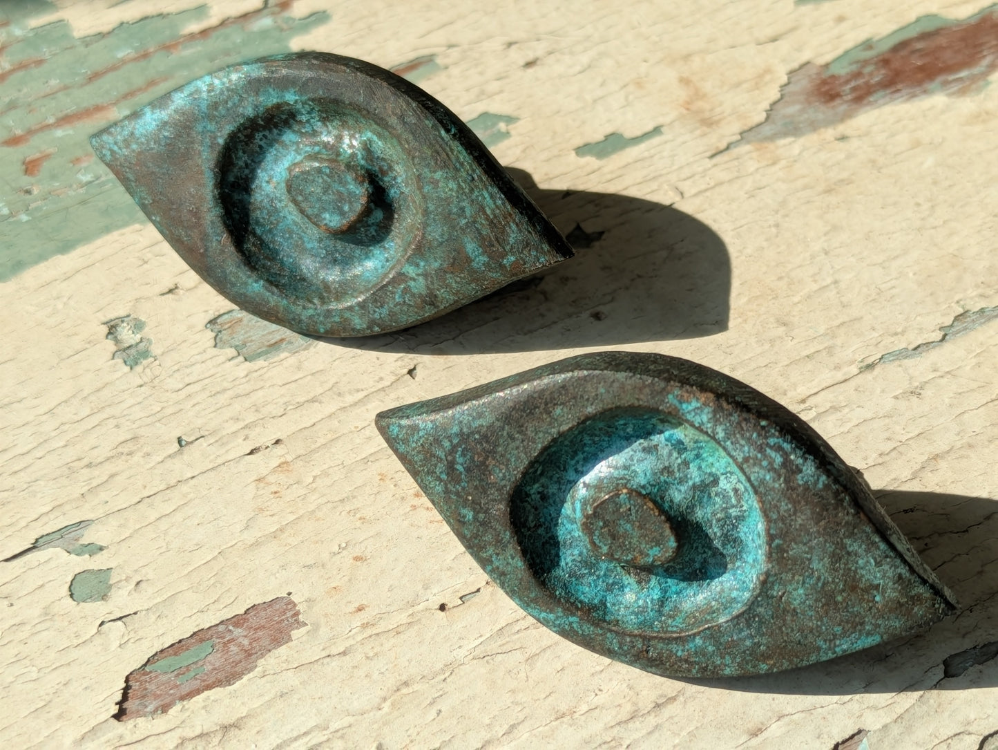 1967 "Antico" by Jerome & Evelyn Ackerman Hand-cast Solid Brass Pulls: 2 Pieces