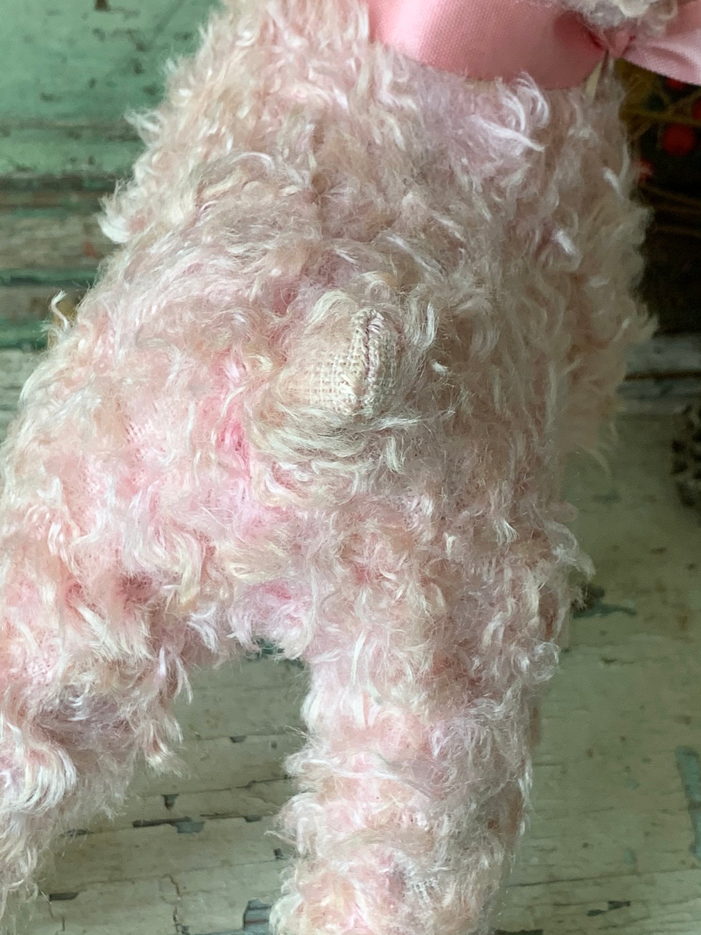 Vintage small Rushton pink lamb