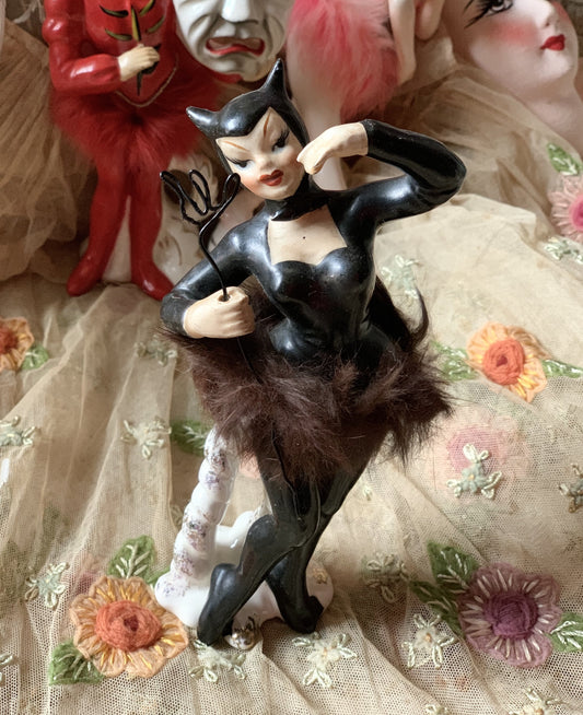 Vintage black devil ballerina figurine