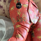 Vintage red oilcloth stuffed toy elephant