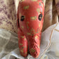Vintage red oilcloth stuffed toy elephant