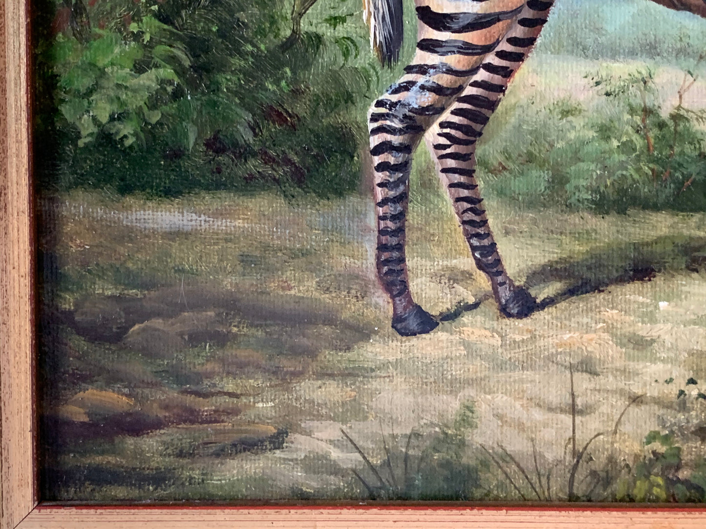 Vintage small original zebra painting