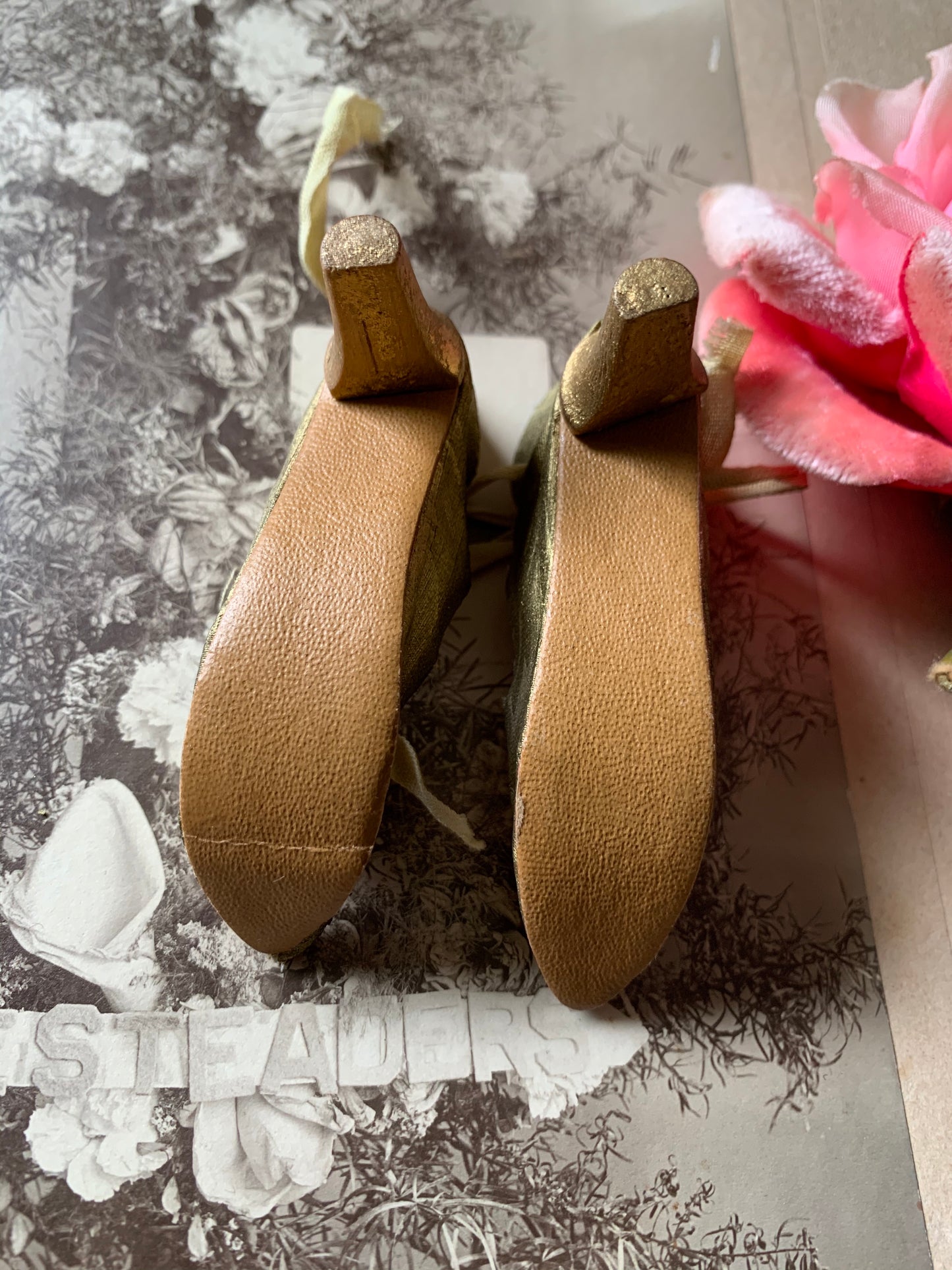 Vintage gold boudoir doll shoes