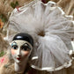 Vintage pierrot doll face tulle decoration