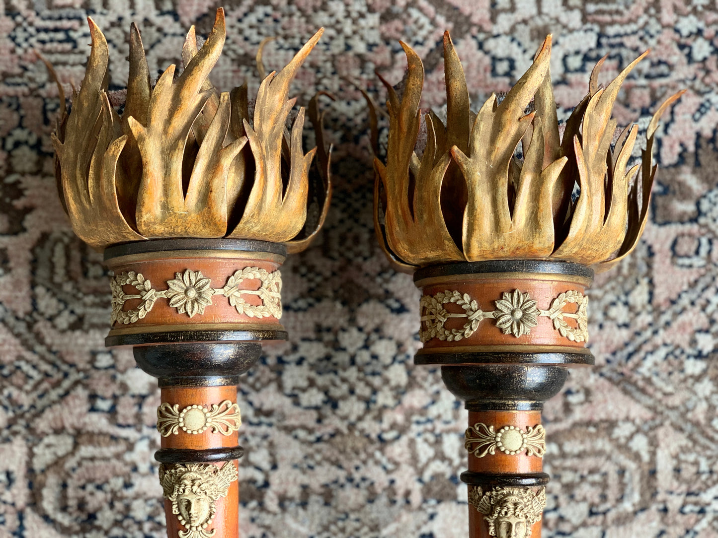 Vintage pair Italian torch sconces